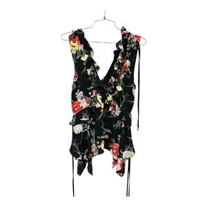 Floral Ruffle Sleeveless Top Size Medium